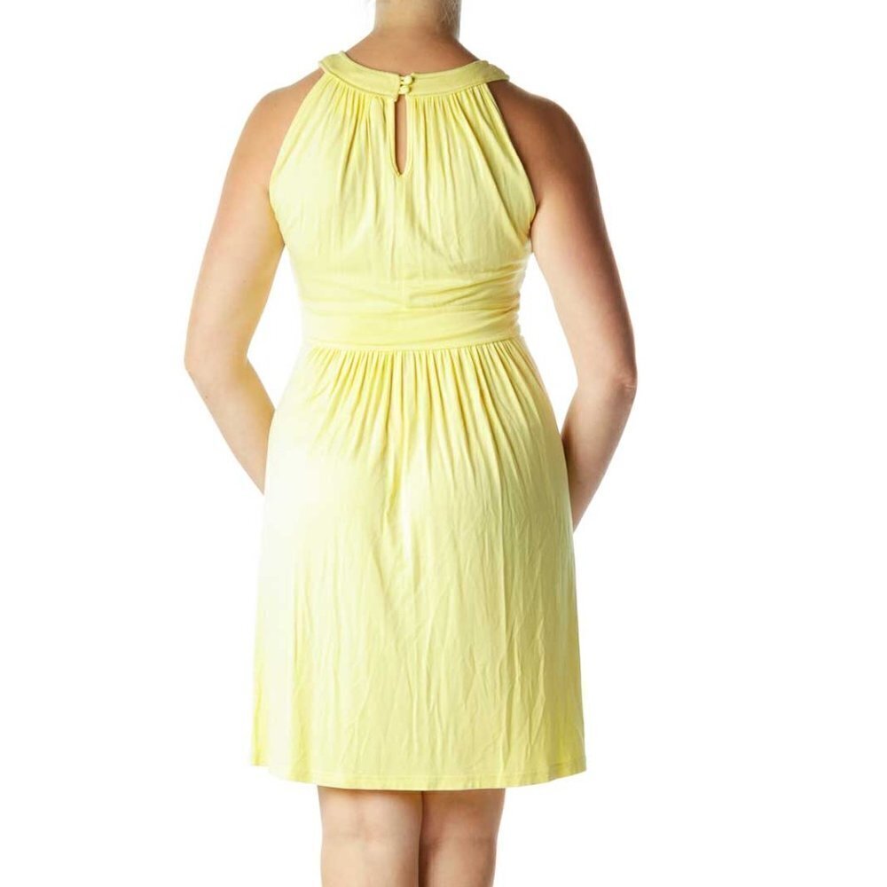 Calvin Klein Yellow Jersey Day Dress with Lace - Picture 2 of 3